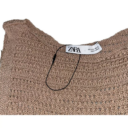 Zara, Crochet Knit Sleeveless Maxi Dress Women Size Medium.