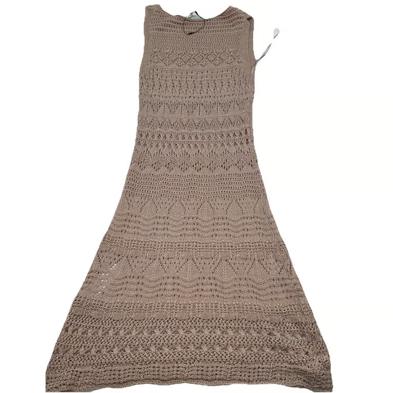 Zara, Crochet Knit Sleeveless Maxi Dress Women Size Medium.