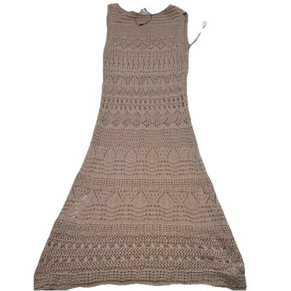 Zara, Crochet Knit Sleeveless Maxi Dress Women Size Medium.