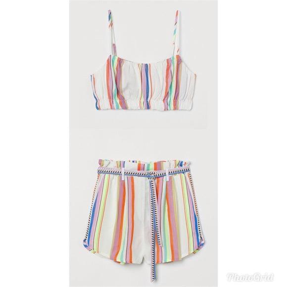 2Pieces H&M LEMLEM Multicolor Top & Short Women Summer-Set: Size Medium.