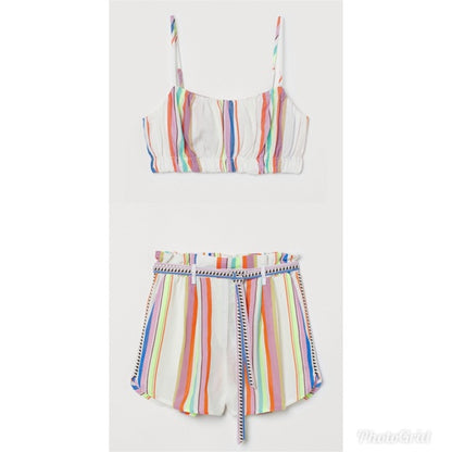 2Pieces H&M LEMLEM Multicolor Top & Short Women Summer-Set: Size Medium.