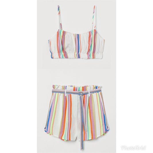 2Pieces H&M LEMLEM Multicolor Top & Short Women Summer-Set: Size Medium.