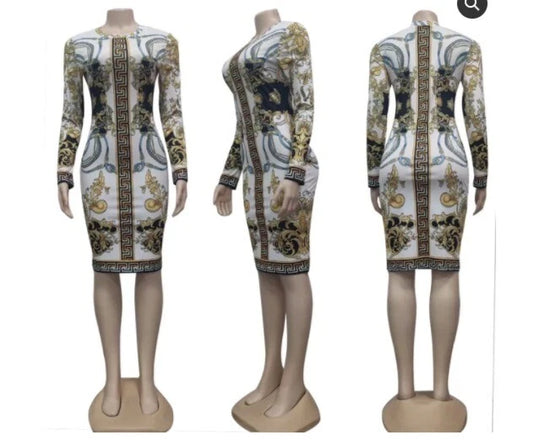 Lady Sexy Skinny Maxi-Dresses Print Knee Length Dress