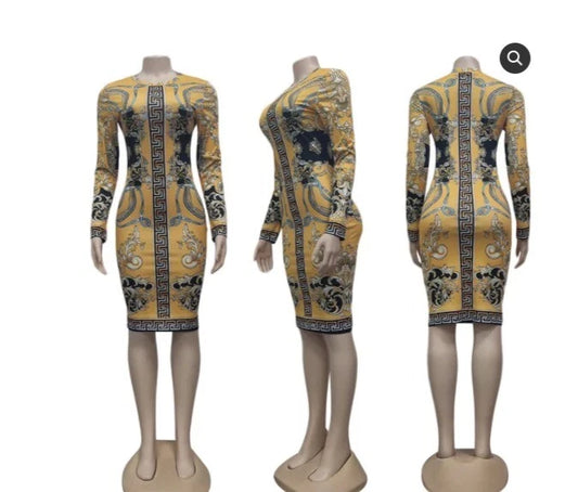 Lady Sexy Skinny Maxi-Dresses Print Knee Length Dress