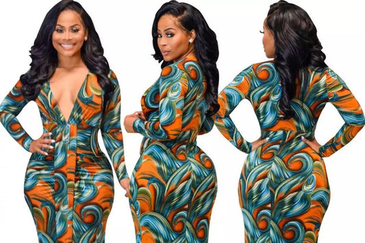Chic Colorful Printed Dress