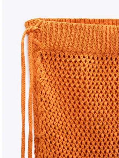 Zara Crochet Skirt Orange