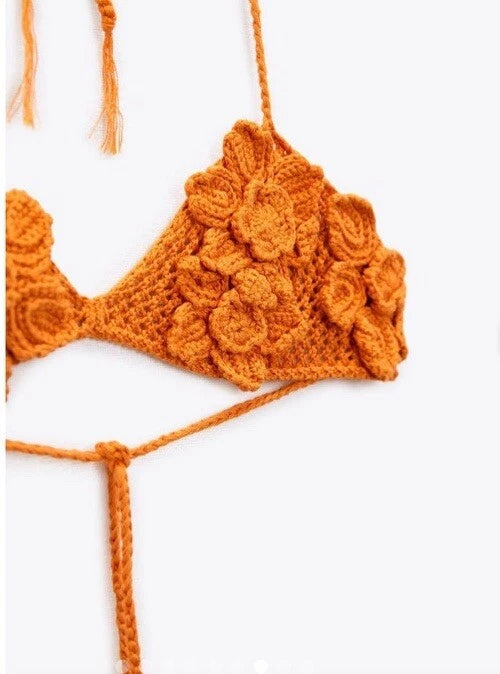 Zara Crochet Skirt Orange