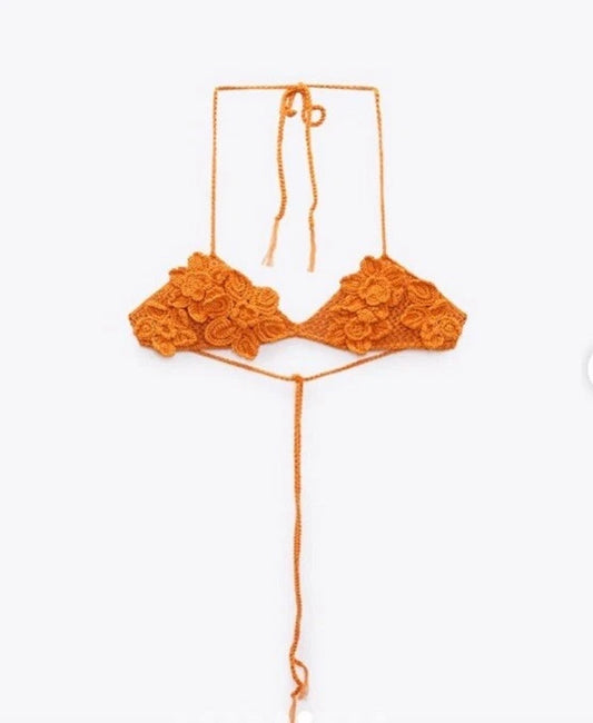 Zara Crochet Skirt Orange