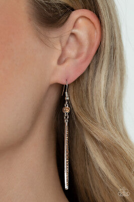 Skyscraping Shimmer Jewelry, Brown, White Earrings.