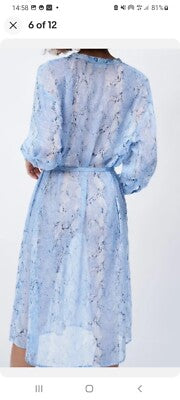 ZARA, See-Through Dress, Blue Snake Print Women Dress: Size Small Can Fit Medium.